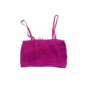 Self contrast hot pink smocked crop top